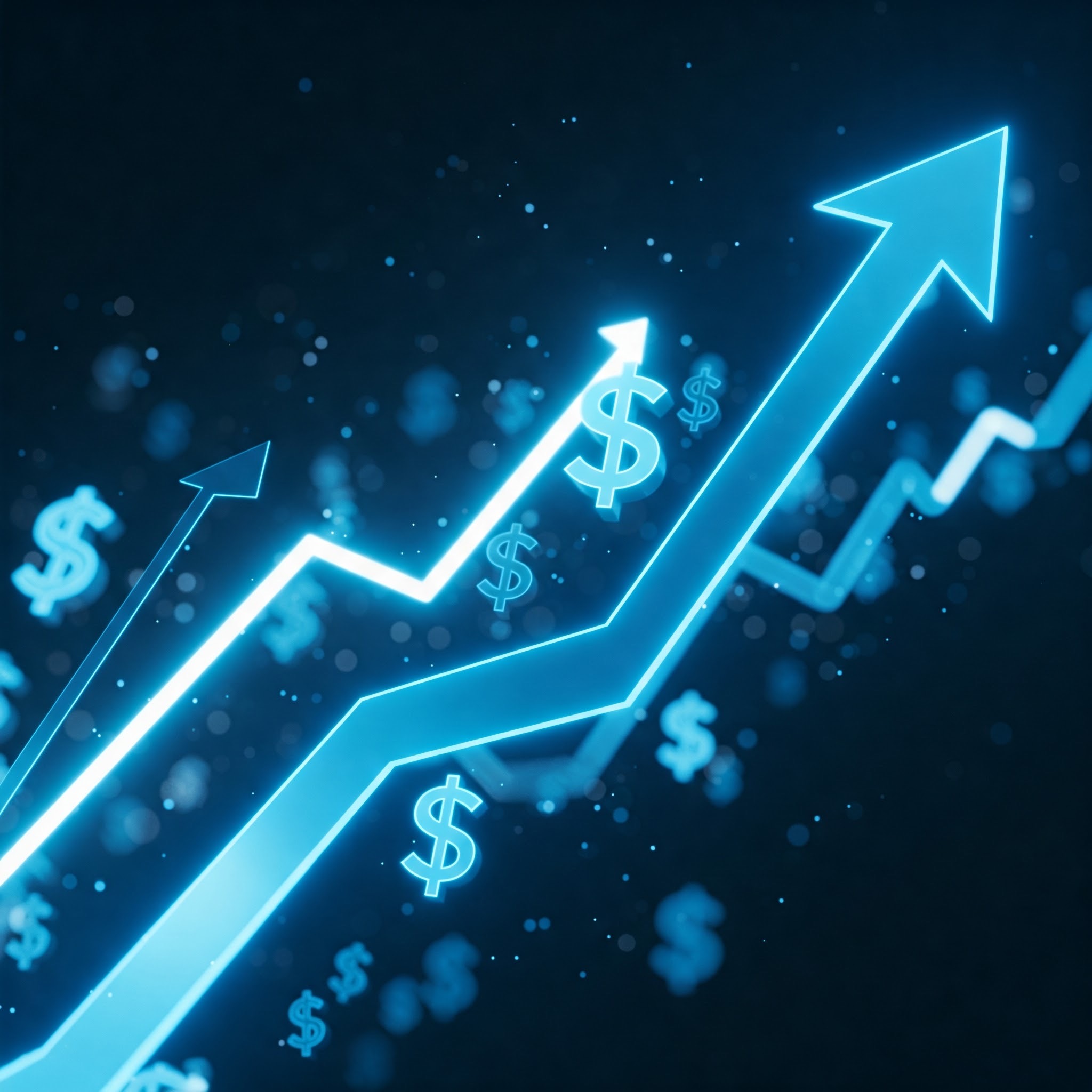 photo of Upward neon Arrow with Dollar Symbols